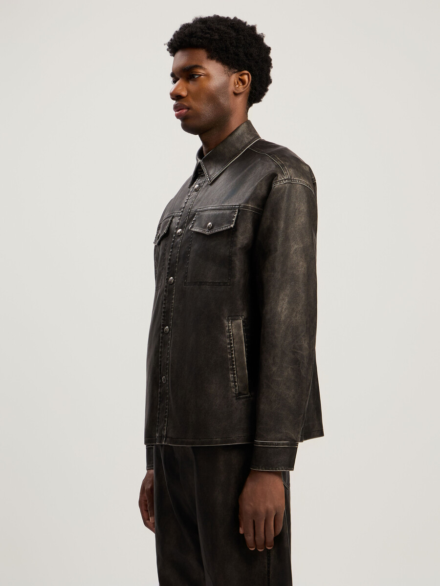 beschichtetes overshirt mit gebogenem logo