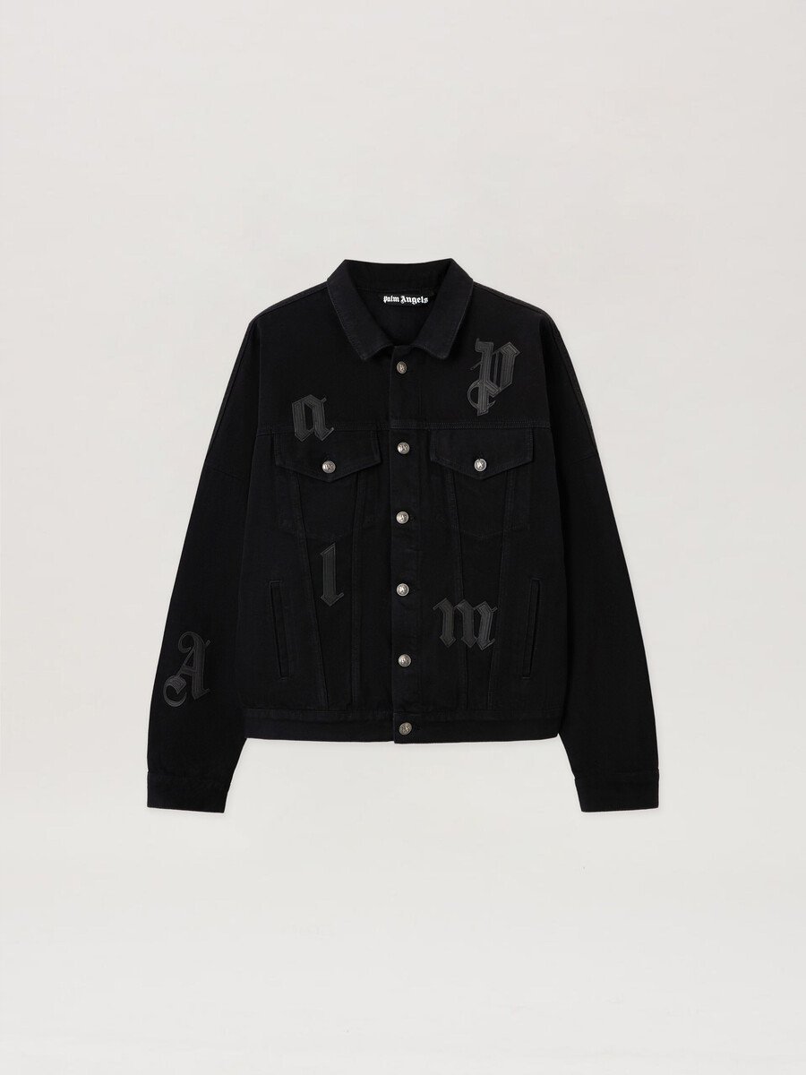 jeansjacke mit gothic-logo