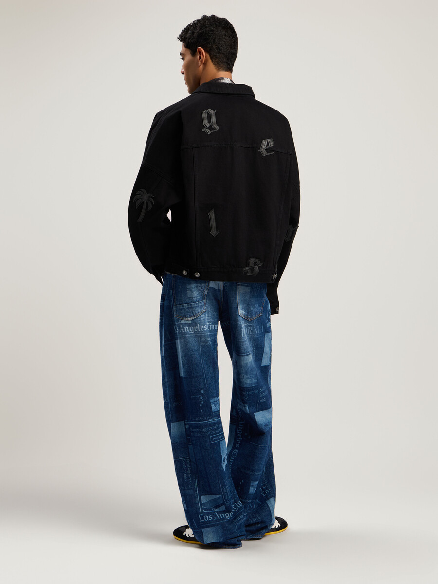 jeansjacke mit gothic-logo