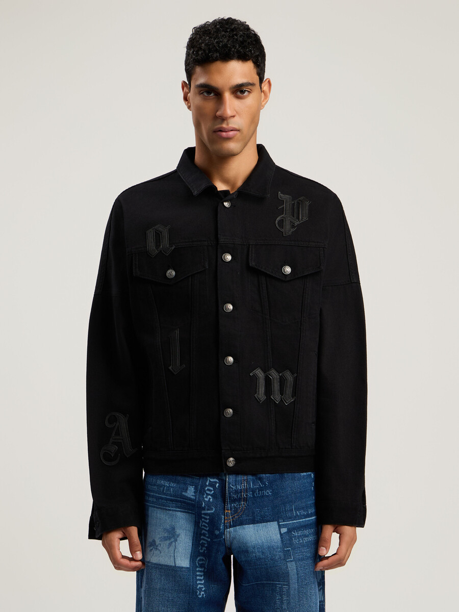 jeansjacke mit gothic-logo