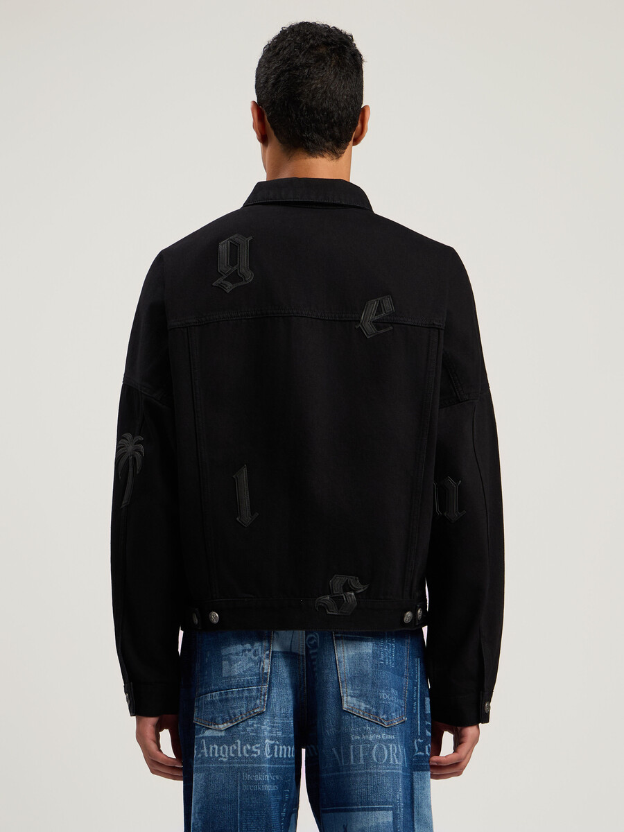 jeansjacke mit gothic-logo