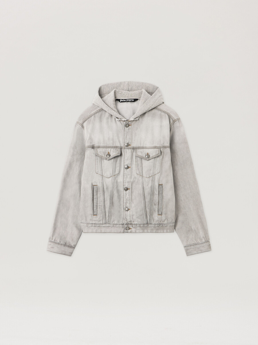 jeansjacke mit geschwungenem logo