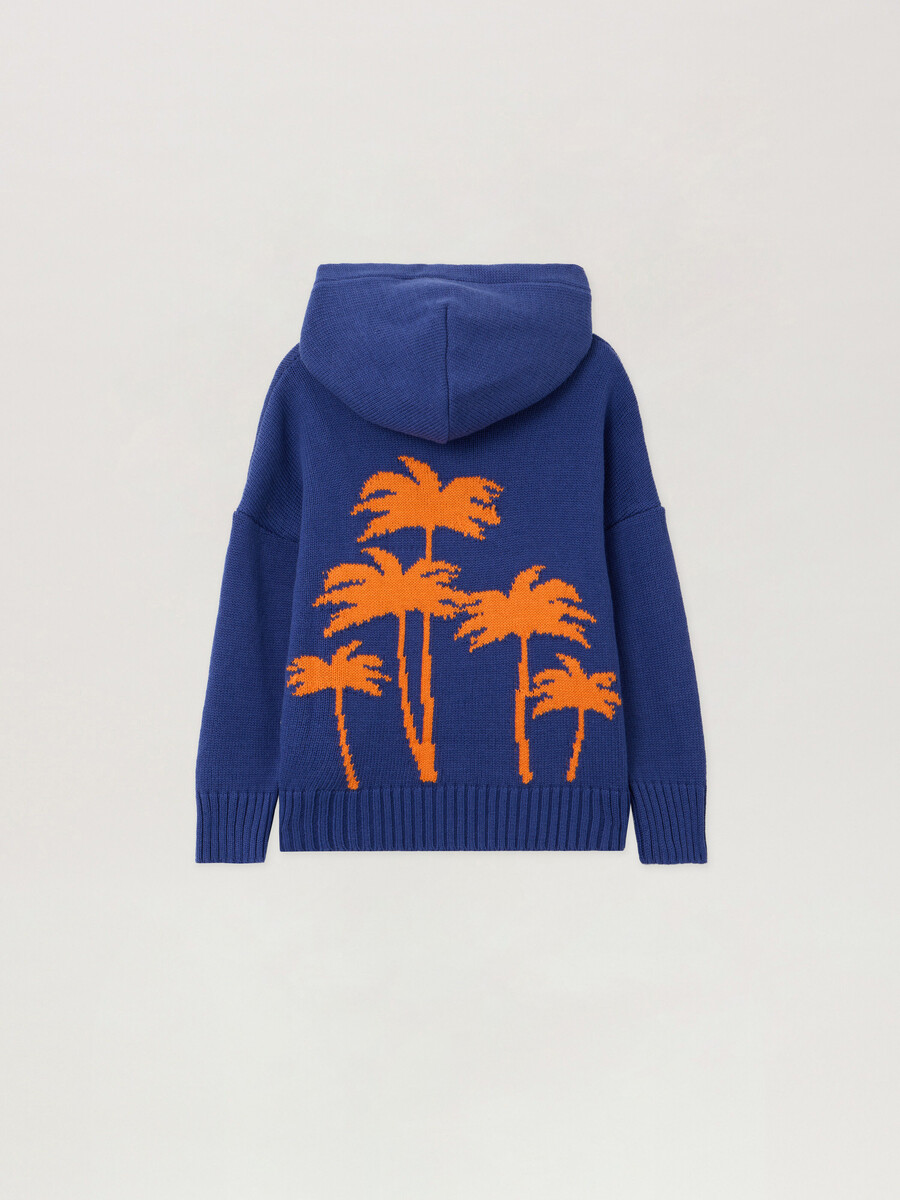 strickhoodie mit palmenmotiv