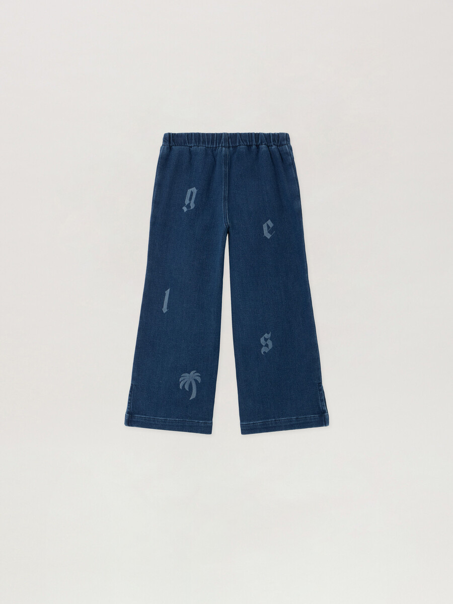 jeans mit buchstabenmuster gewaschen weit geschnitten